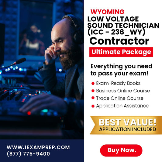Wyoming Low Voltage Sound Technician (ICC - 236_WY) Ultimate Exam Prep Rental Package