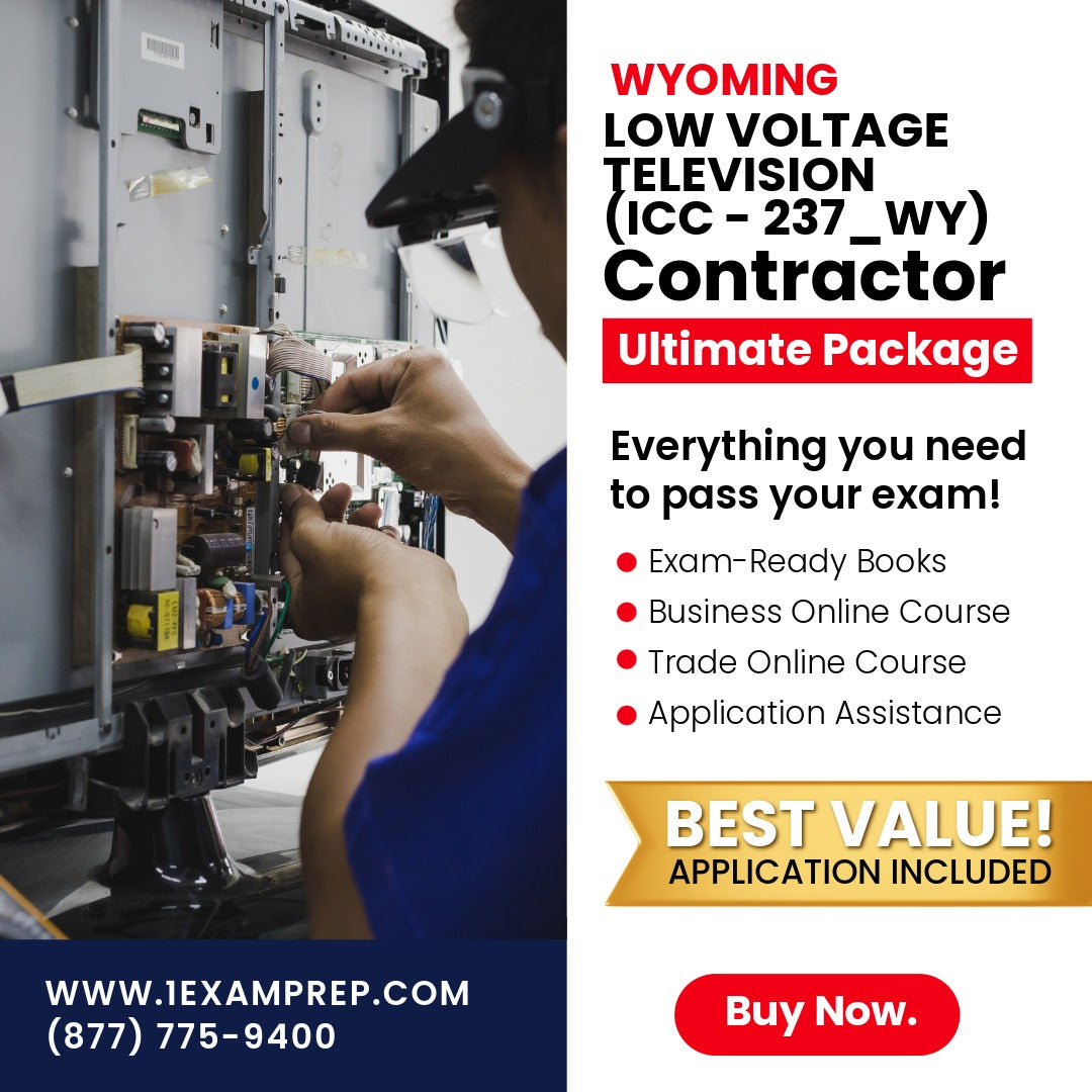 Wyoming Low Voltage Television Technician (ICC - 237_WY) Ultimate Exam Prep Rental Package