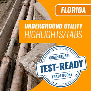 FLORIDA UNDERGROUND UTILITY CONTRACTOR EXAM COMPLETE BOOK SET - TRADE BOOKS - HIGHLIGHTED & TABBED