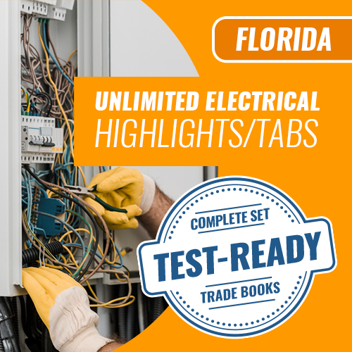 FLORIDA UNLIMITED ELECTRICAL CONTRACTOR EXAM COMPLETE BOOK SET - HIGHLIGHTED & TABBED