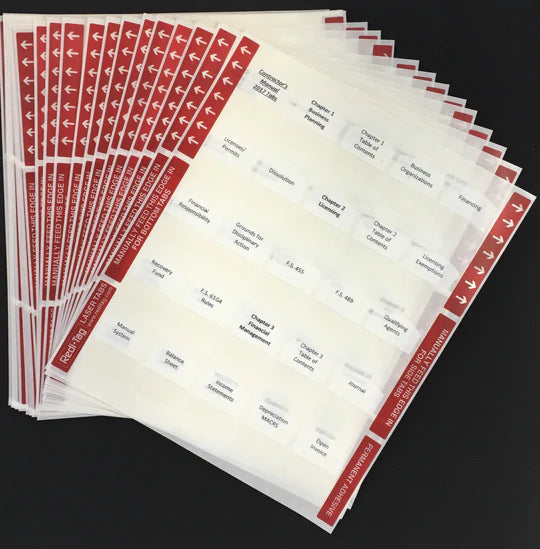 PRE-PRINTED TABS FOR FLORIDA STATE ALARM SYSTEMS I CONTRACTOR TRADE BOOK PACKAGE; TABS ONLY